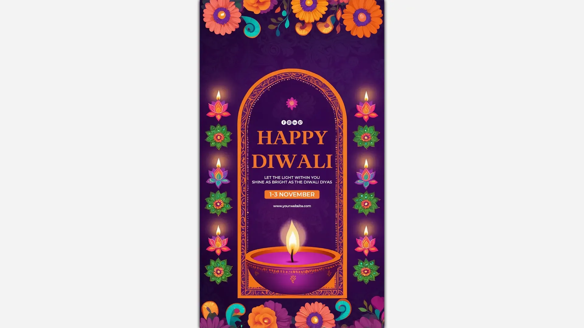 Traditional Happy Diwali Greetings with Diya Elegant Instagram Story Design